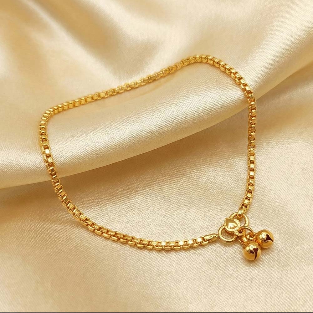 High Gold Heavy Box Chain Traditional Payal for Women & Girls | Real‑Gold Look Bridal Kolusu Anklet for Weddings, Festivals & Daily Wear
