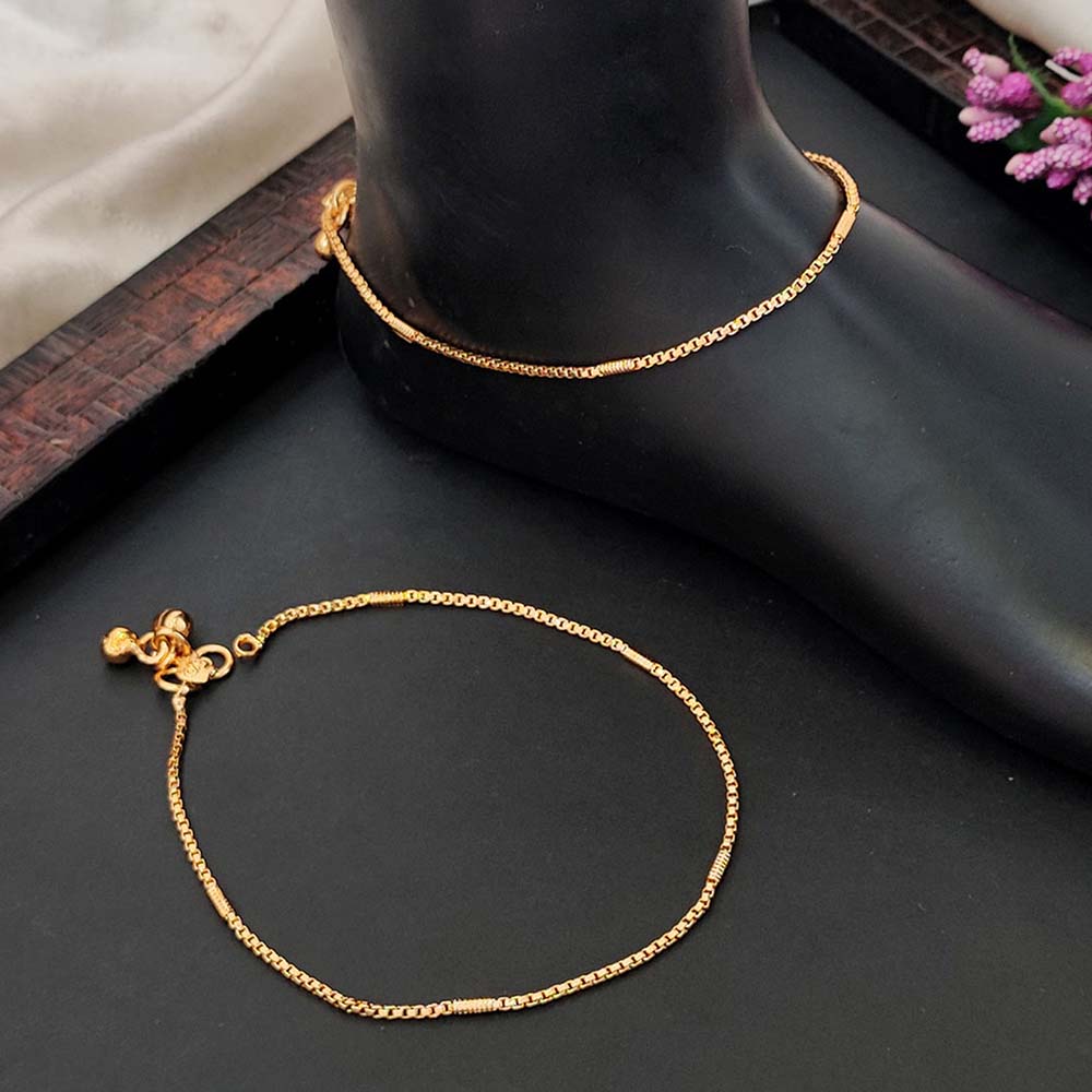 Simple High Gold Anklet with Elegant Detailing for Women & Girls | Minimal Gold‑Tone Daily Wear Payal for Traditional & Western Outfits