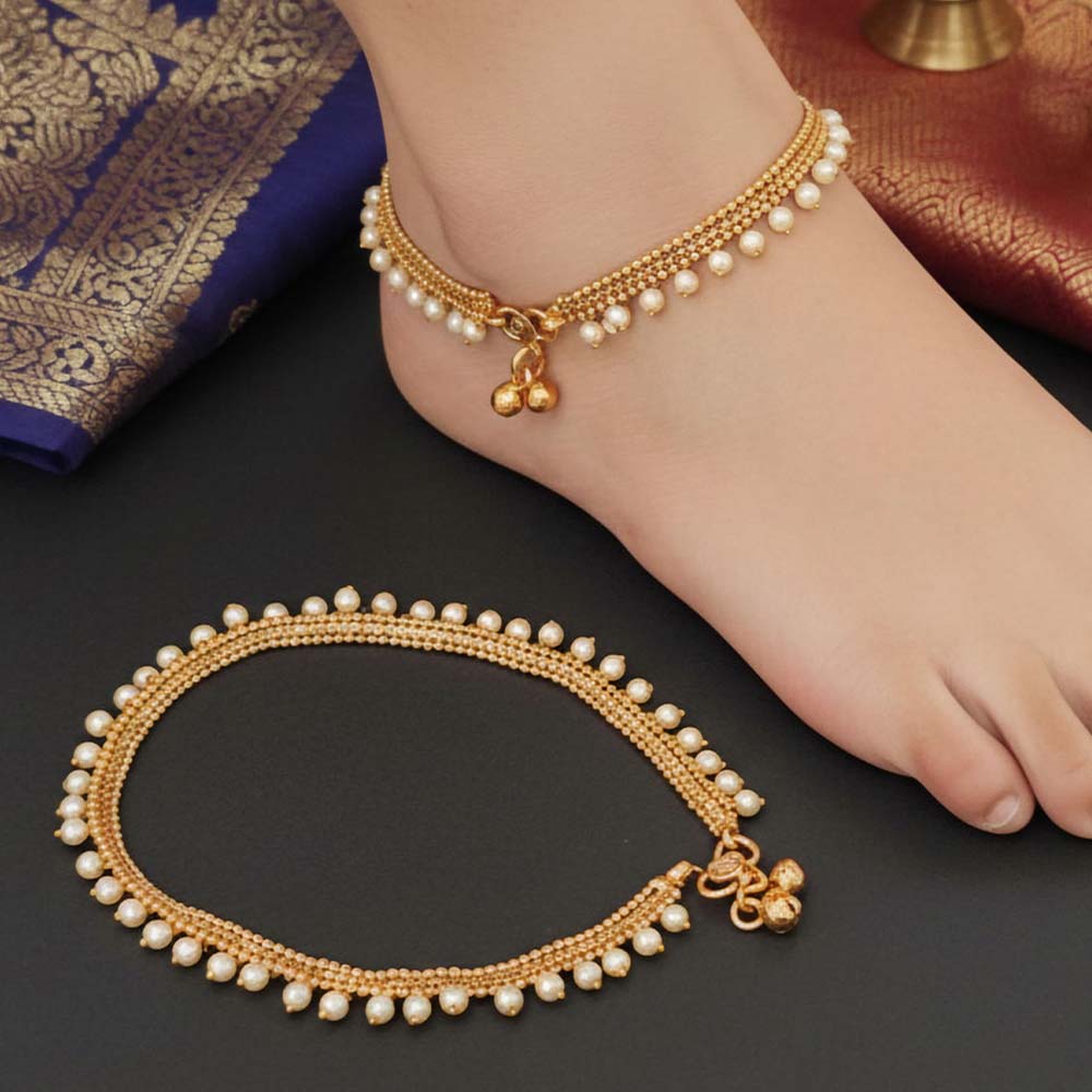 Premium High Gold Party Wear Payal for Women & Girls | Designer Gold‑Tone Anklet for Weddings, Receptions & Festive Functions