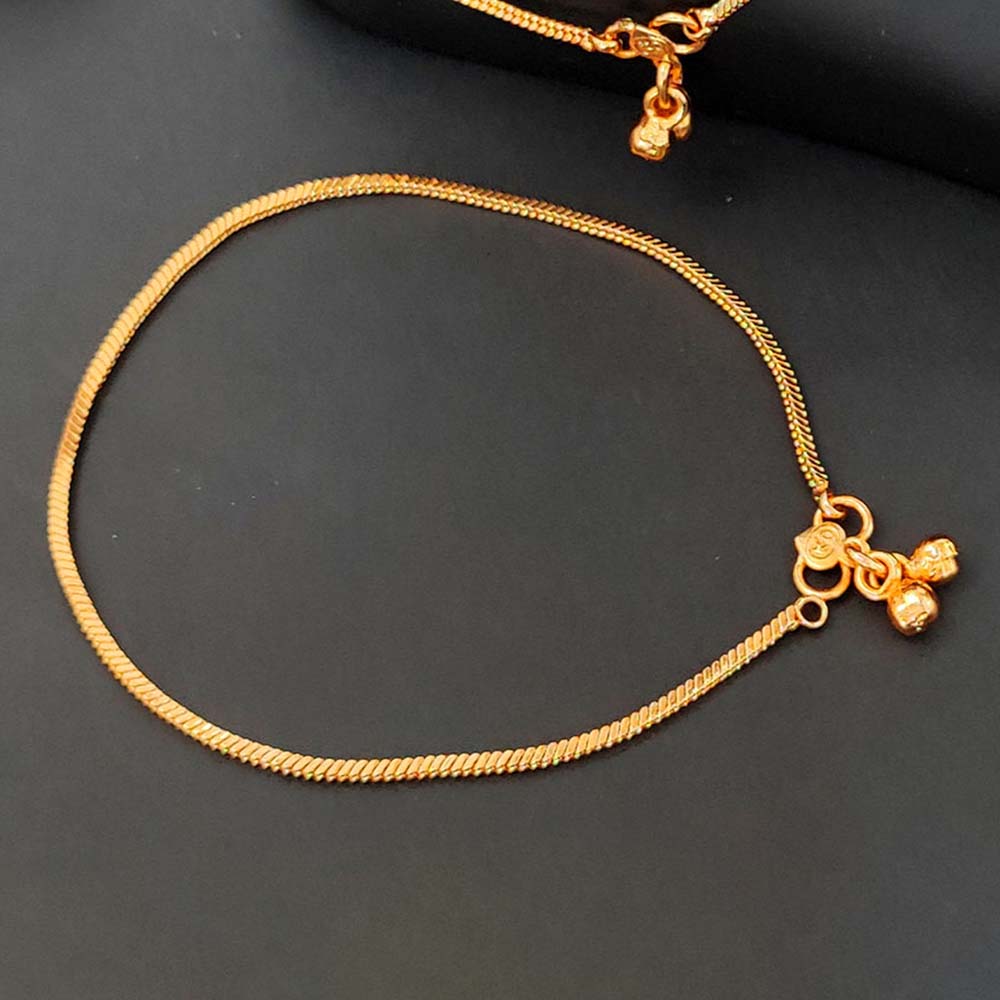 High Gold Plain Chain Payal with Ghungroo for Women & Girls | Simple Gold‑Tone Anklet with Charming Bells for Daily & Festive Wear
