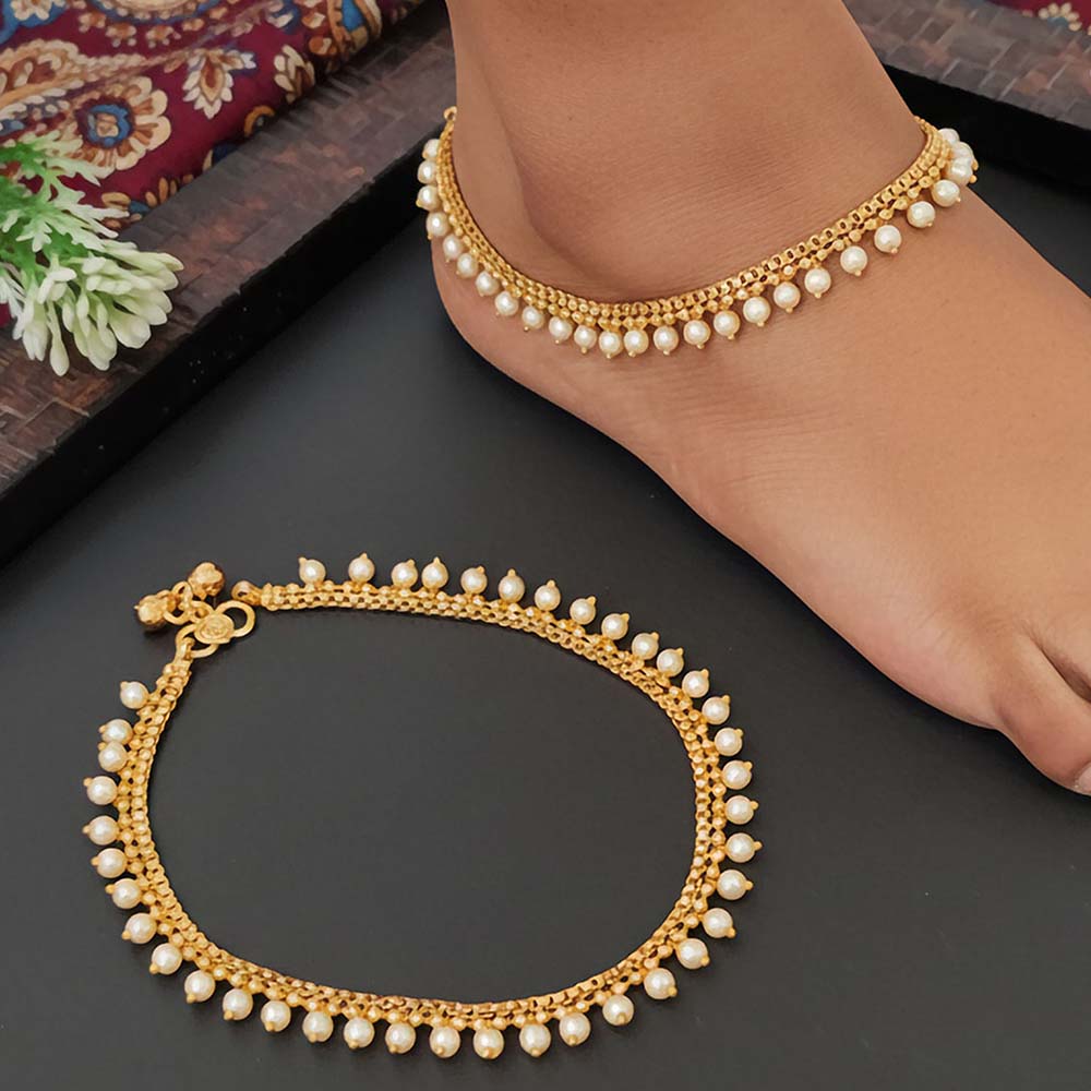 Antique Design High Gold Polish Party Wear Payal for Women & Girls | Fancy Traditional Anklet for Weddings & Festive Functions